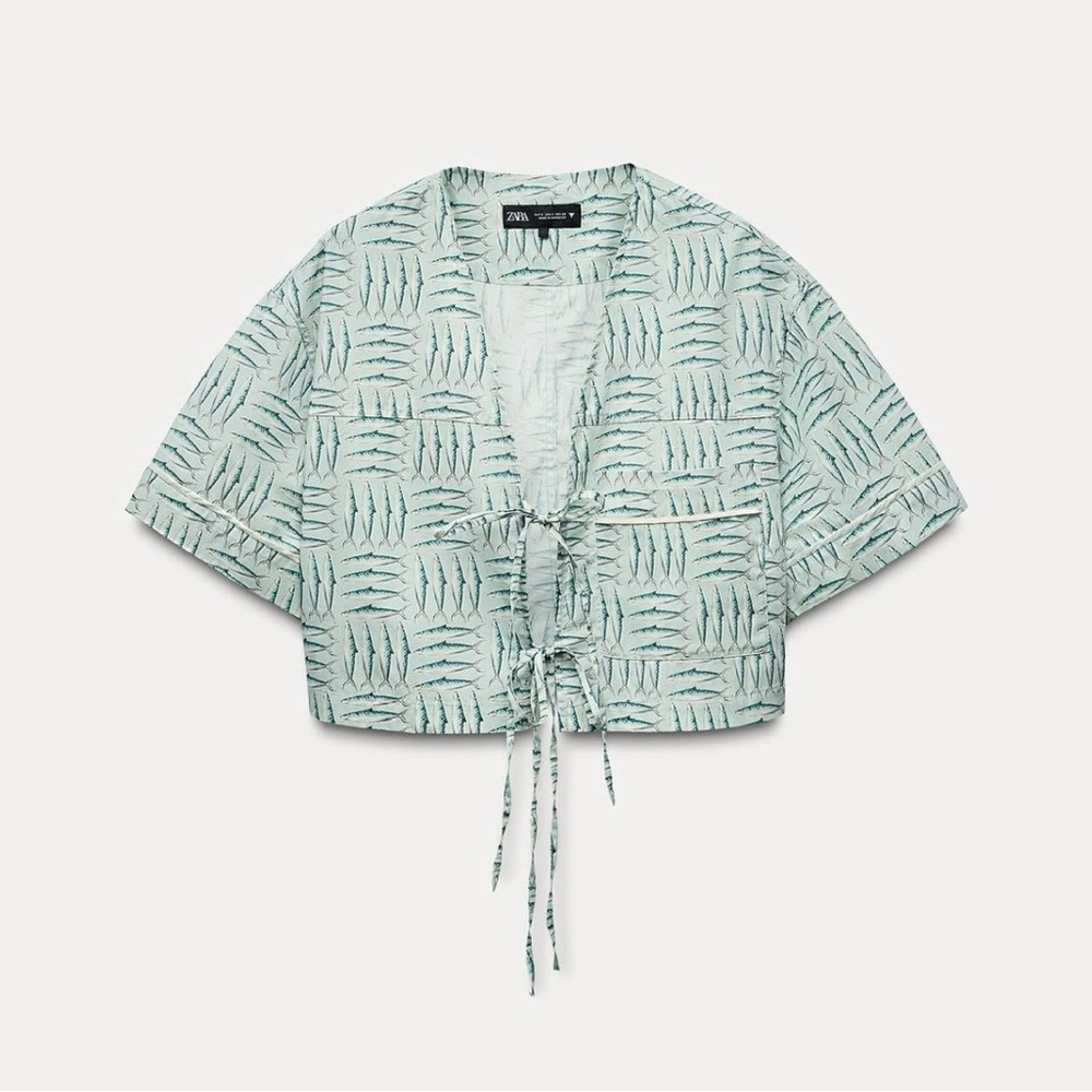Zara Mint Patterned Blouse